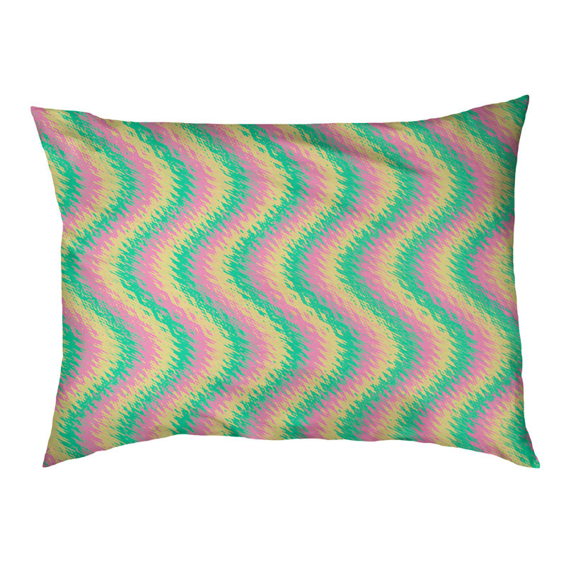 Oreiller pour chien à rayures ondulées pastel Campion, Très grand (l 52 po x P 42 po x H 17 po), Pink/Yellow/Green
