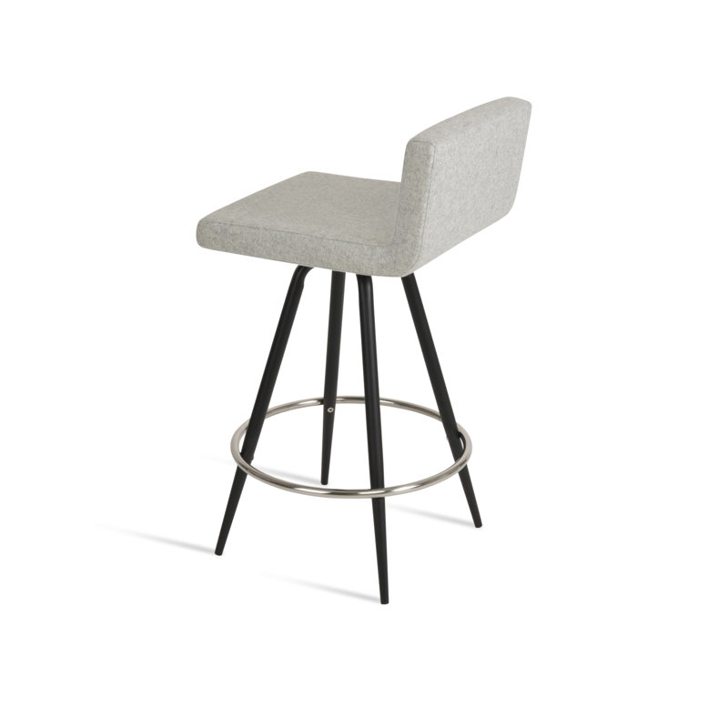 Tabouret pivotant Dallas Max, Tabouret de bar (siège d'une hauteur de 29 po), Noir, Argent
