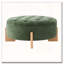 Repose-pieds rond capitonné 32 po avec pieds en bois massif, table basse moderne avec boutons touffetés-806381816