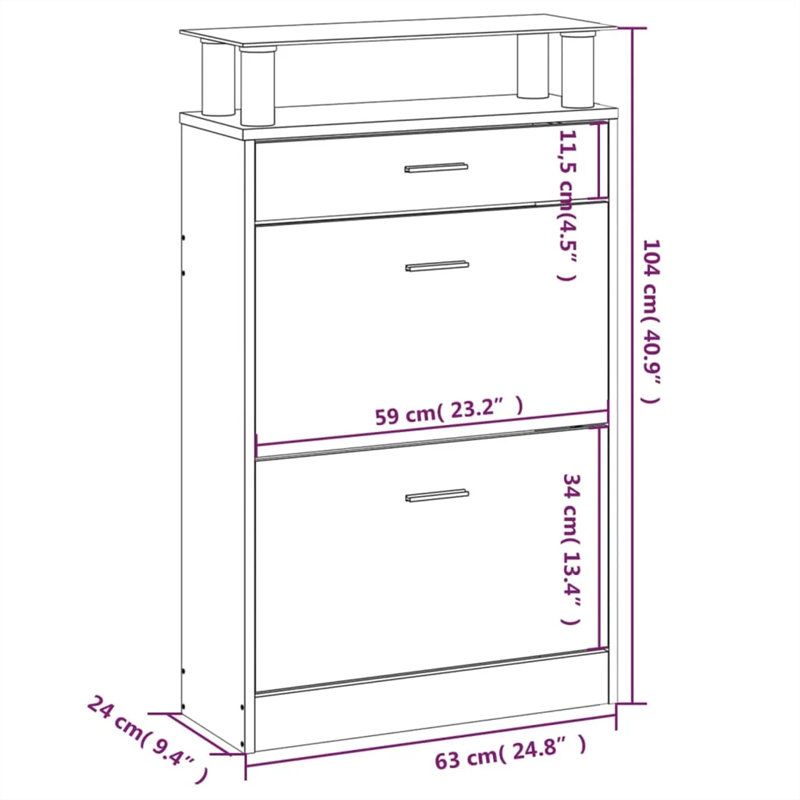 Romil 8 Pair Shoe Storage Cabinet, Brown