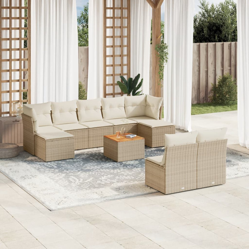 Ensemble de canapé de jardin Vidaxl beige, blanc crème et brun