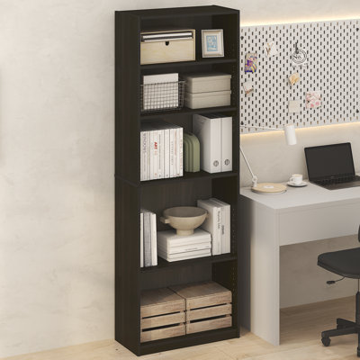 Simply Home Adjustable Shelf Bookcase, 5-Tier, Darkwood