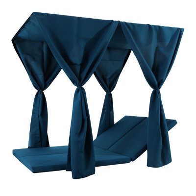 Daybed Cushion & Curtains In Blue Waterproof, 81.04 In. Long, 52.28 Wide, 2.73 High, 17.54 Lb - X In, Lb, 48.75 27.25 11.5 Carrying Out, 30.95