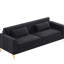 Canapé 85,8 po en velours pour le salon, 3 places noir avec un design classique moderne, luxueux, facile d'entretien, attrayant, confort moelleux, étapes d'entretien simples-1473734940