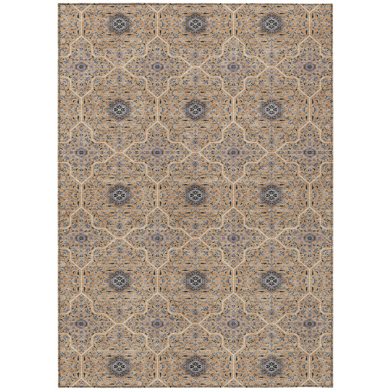 Machine Washable Indoor/Outdoor Kugler ACN2409 Global Rug, Rectangle 5' x 7'6"