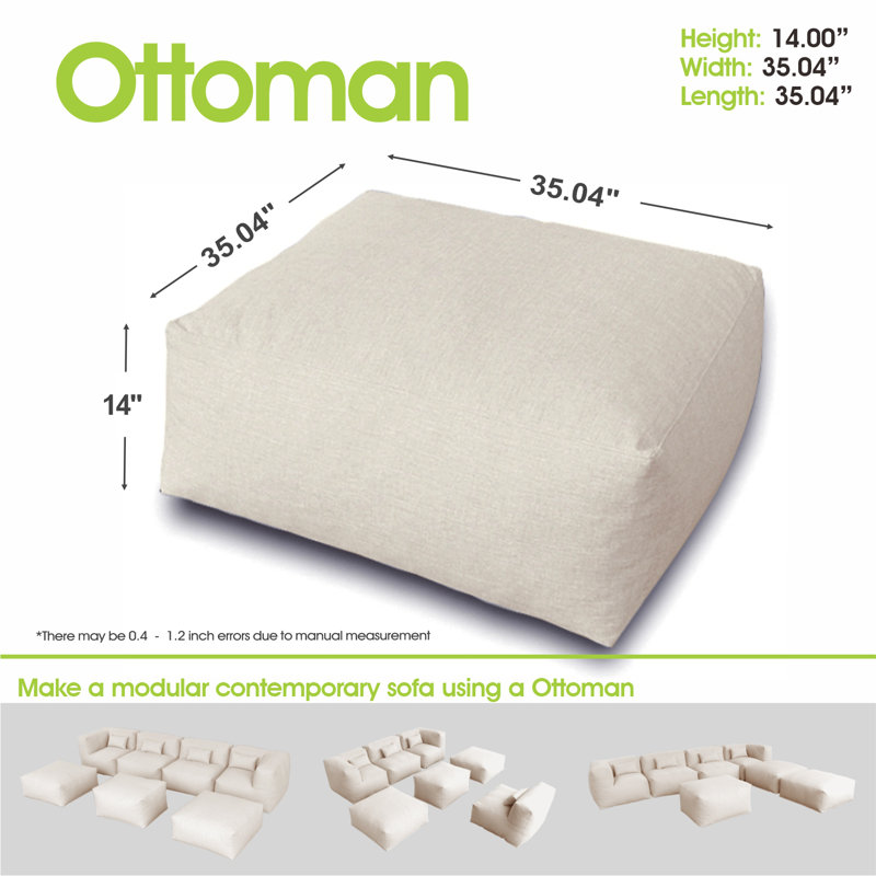 Robbert Outdoor Ottoman, Light Beige