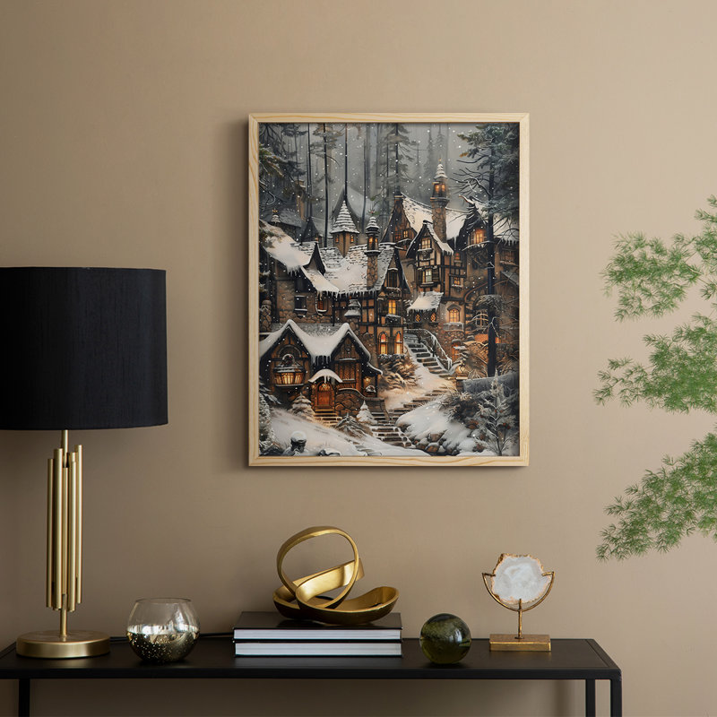 «Christmas Holiday» DCXXV, reproduction d'art encadrée - bois massif, Naturel, H 11 po x l 9 po