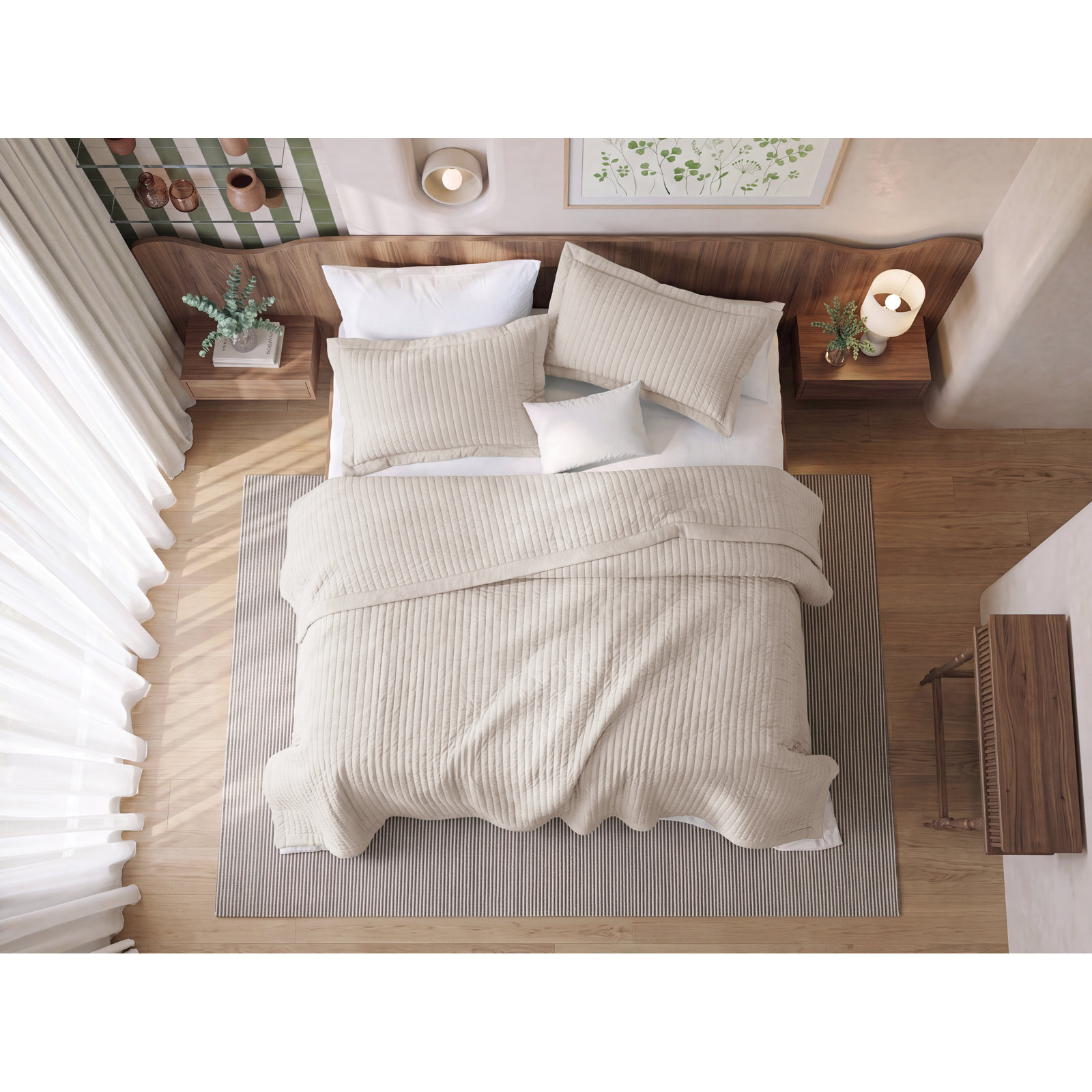 Bedsure Quilts - Soft Lightweight Quilted Bedspread Coverlet with Contrast Stitching, Pumice Stone, King Quilt + 2 Shams