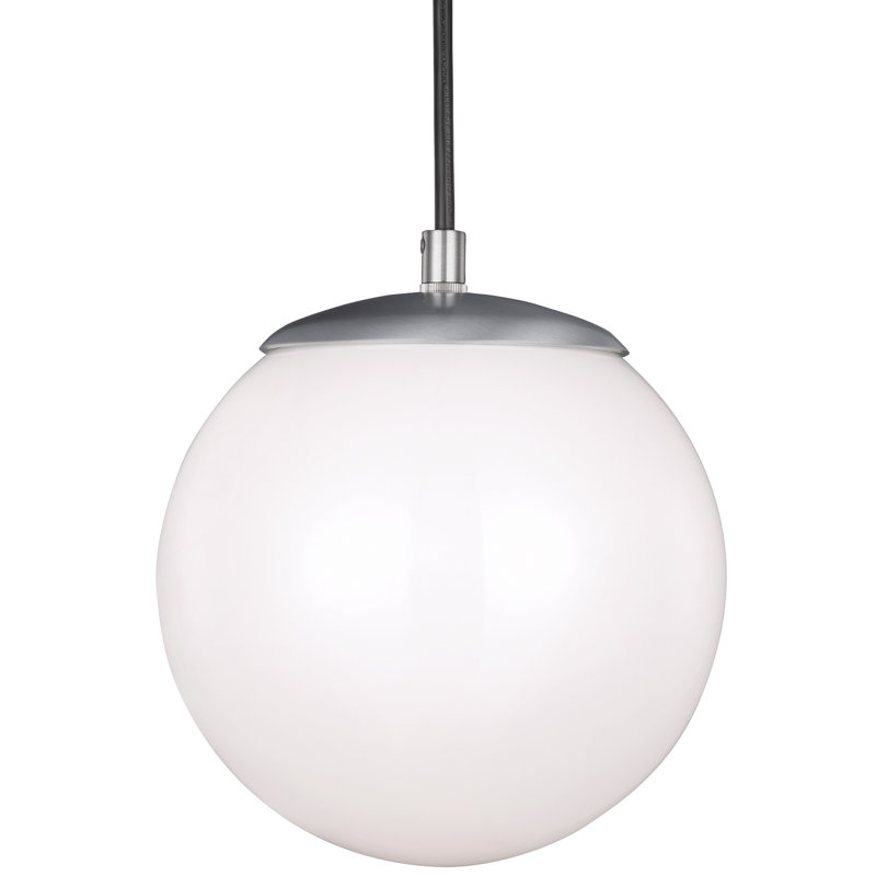 Luminaire sphère suspendu 1 lumières simple Kwak, H 8,5 po x l 8 po x p 8 po, Aluminium satiné