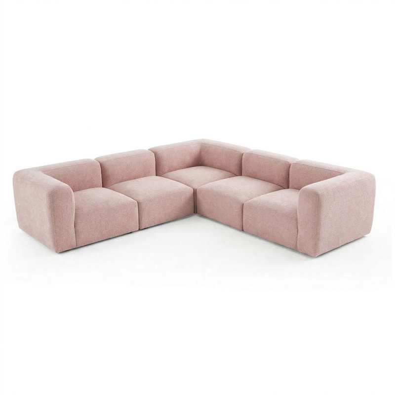 Ensemble de canapé modulaire moderne en forme de L rose, design contemporain modulaire