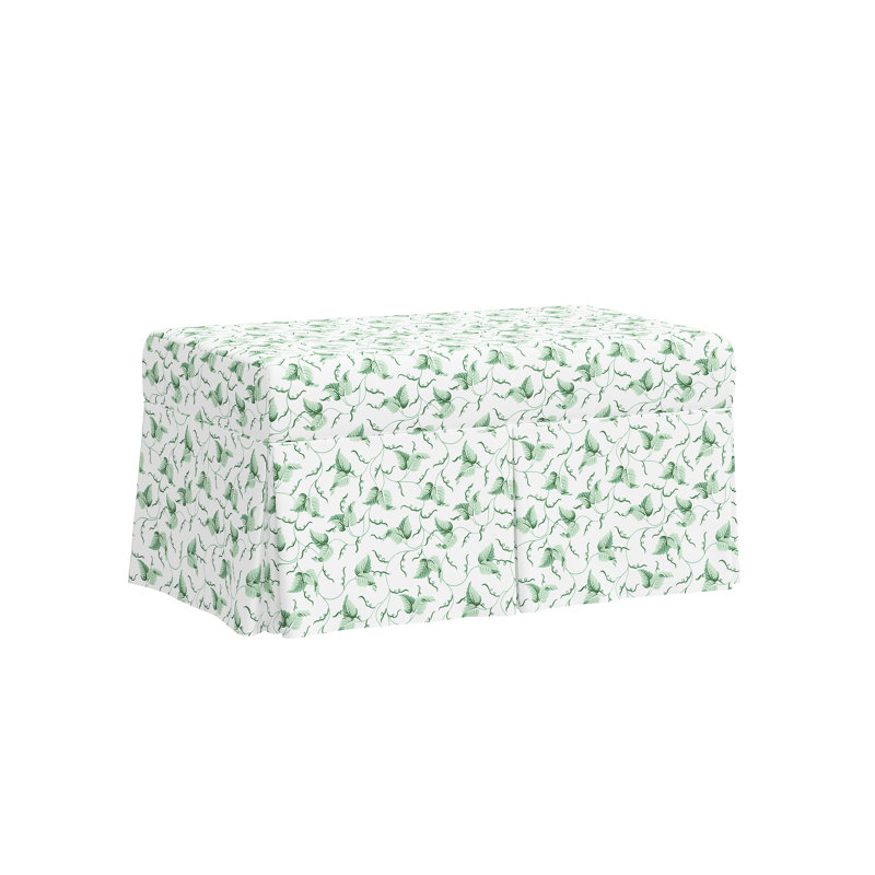 Banc de rangement en tissu rouge à motifs fabriqué par Fabric & Company Norwalk, Lin sauge Scm Ivy