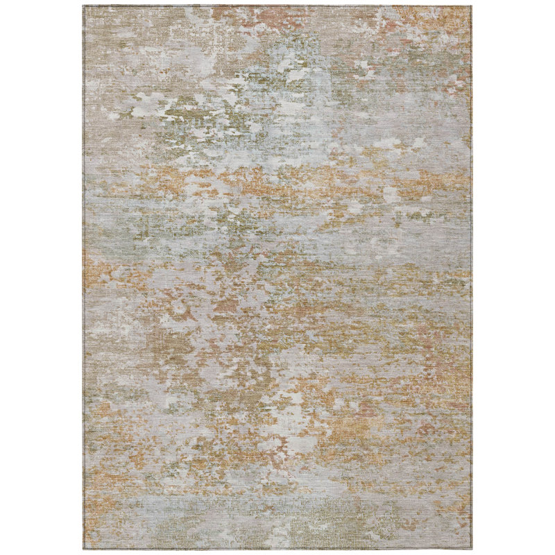 Machine Washable Indoor/Outdoor Xhevrie Coral Rug, Rectangle 3' x 5'