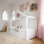 Lit double pleine grandeur avec garde-corps et toit, lit pour enfant avec petit plateau intégré et panneau d'installation libre-1219833885-1220211318