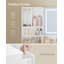 Dressing Table with LED Lighting, Corner Vanity Desk with Large Mirror, 5 Drawers, 7 Open Shelves, Bedroom