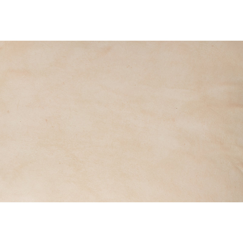 Square Ottoman, Beige Genuine Leather