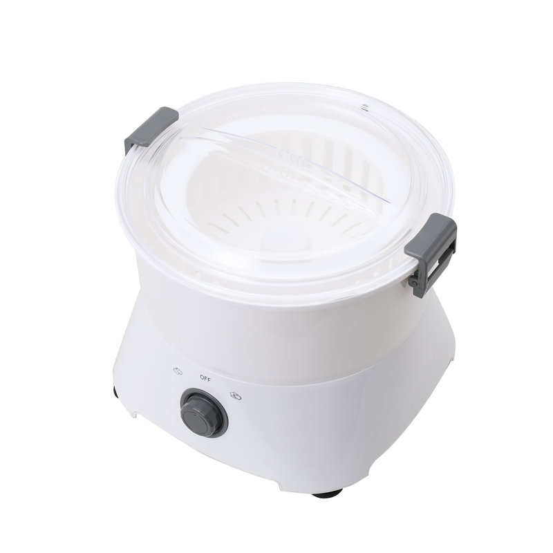 Compact White Electric Potato Peeler with Clear Lid