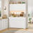 Aybike  71"H X 47.2"W 8-Door Pantry Cabinet with Adjustable RGB LED Lights and Charging Station, Modern Food Pantry with Adjustable Shelves & Soft-close Doors-2126442522