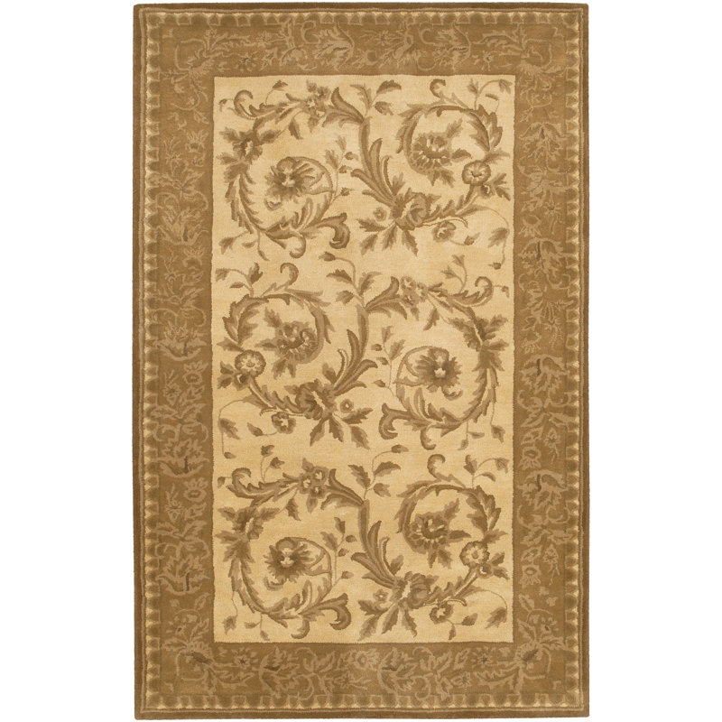 Tapis brun / brun clair en laine touffeté à la main Ellenton, Rectangulaire 2 pi x 3 pi