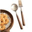 Walnut Wood & Stainless Steel Flatware Set - Vintage Style With 16 Pieces For Dining
