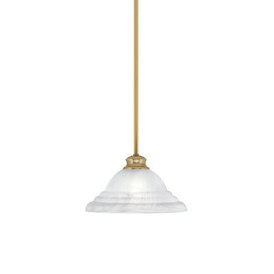 Stem Hung Pendant Shown With 12" White Alabaster Swirl Glass