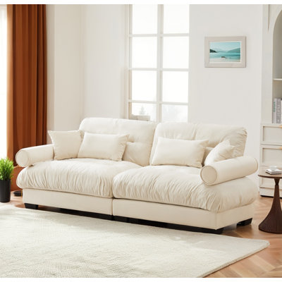 Canapé moderne en velours 2 places avec accoudoirs et coussins renforcés - combinaison flexible