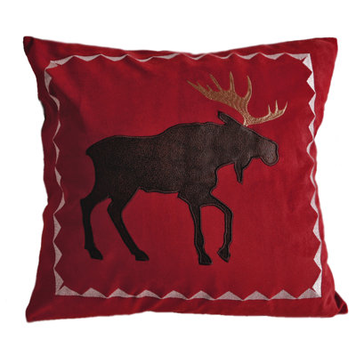 Moose Plaid Moose Square Throw Pillow