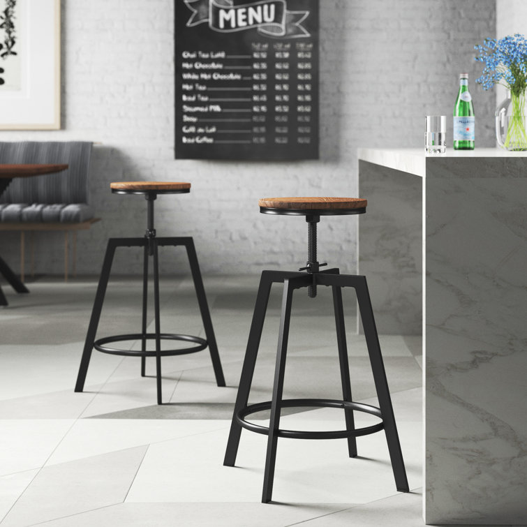 Swivel Adjustable Height Counter Stool with Metal Frame