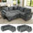 George 83" Upholstered Corduroy L Shape Modular Sectional Sleeper Sofa with Pull Out Bed and USB Charging-718571164