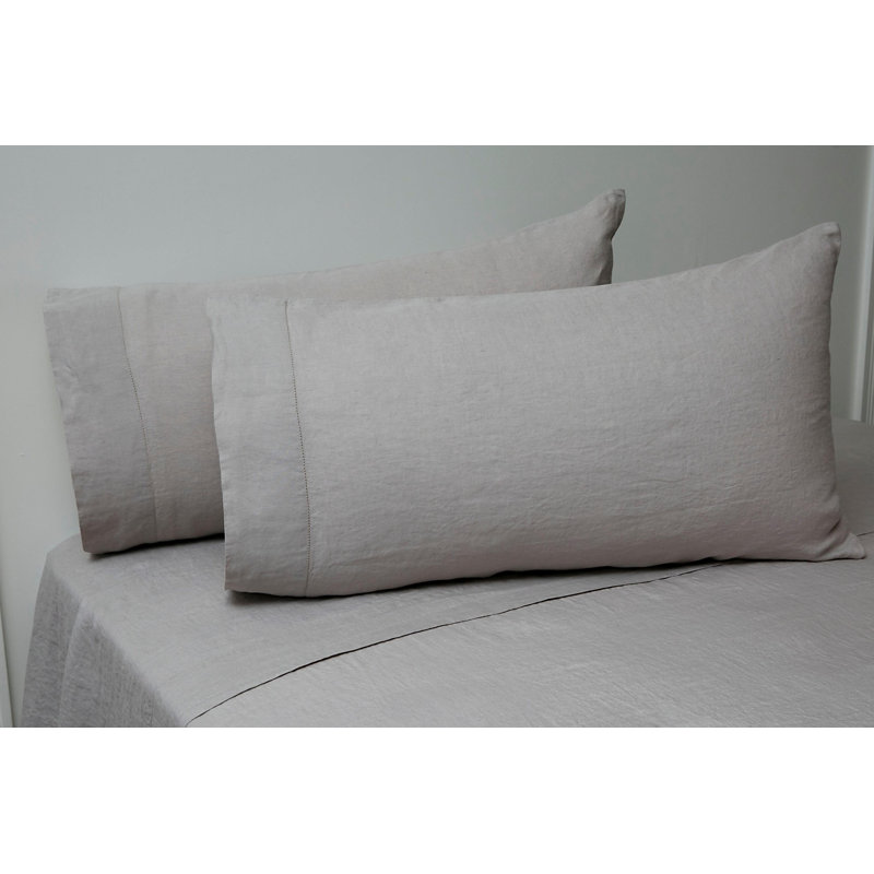 Lindsey 100% Linen Standard Sheet Set, Queen, Gray