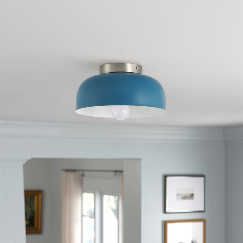 1-Blue white wrought iron industrial ceiling light
