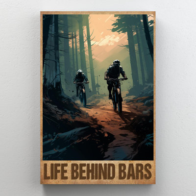Janessia Mountain Biking Life Be derrière Bars - 1 pièce, reproduction d'art graphique sur toile tendue