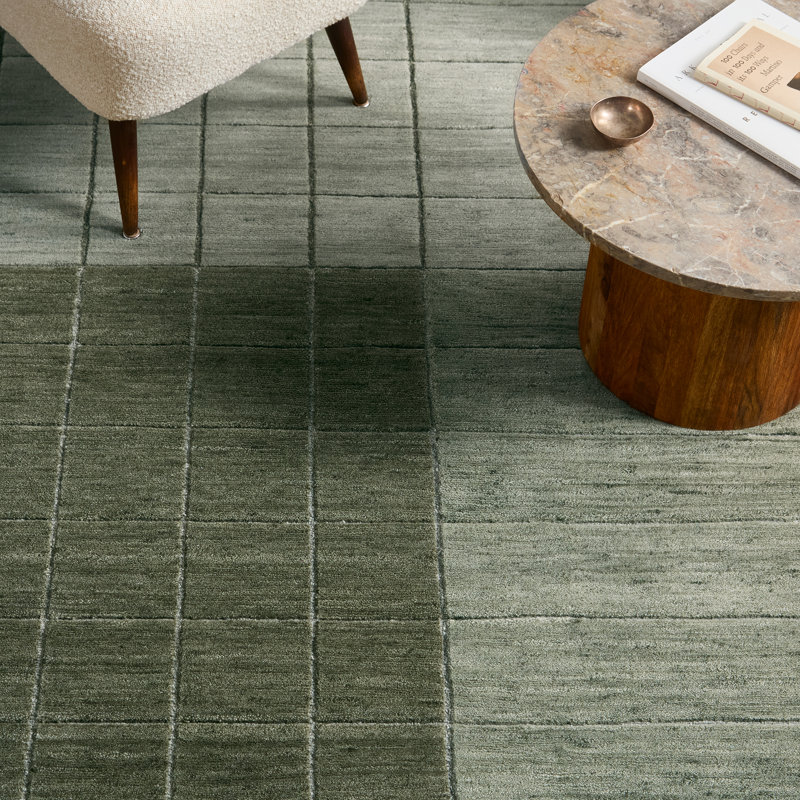 Jaipur Living Dommel LNM01 Handknot Geometric Ivory/Tan Area Rug (6'X9'), Green, Rectangle 10' x 14'