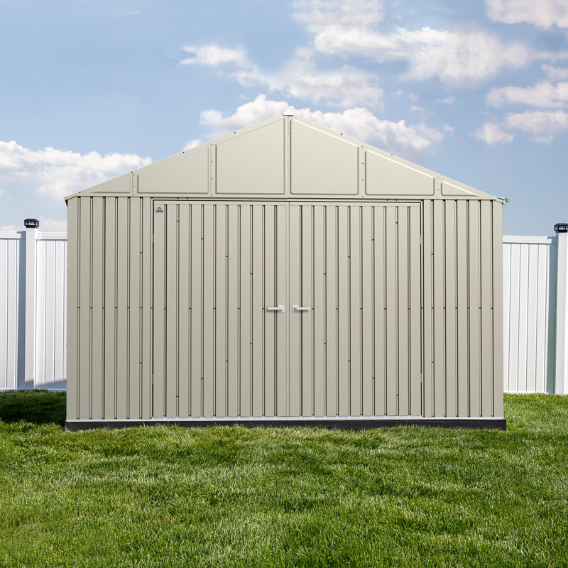 Arrow Elite 12 ft. W x 14 ft. D Galvanized Steel Storage Shed, Cool Gray