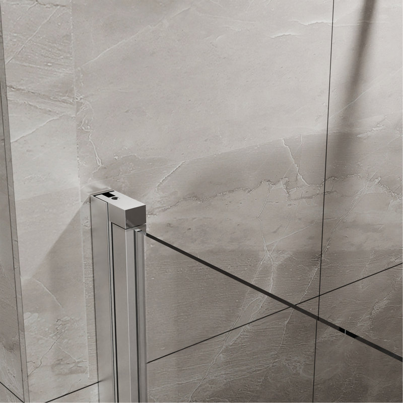 34"X72" Pivot Shower Door, 1/4 Inch Thick Tempered Glass Swing Shower Door In Chrome Finish, Semi-Frameless Design, Chrome