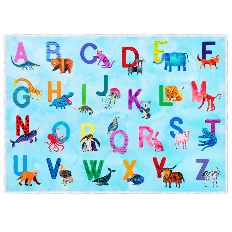 Tapis de classe Alphabet pour enfants, Rectangulaire 3 pi x 5 pi