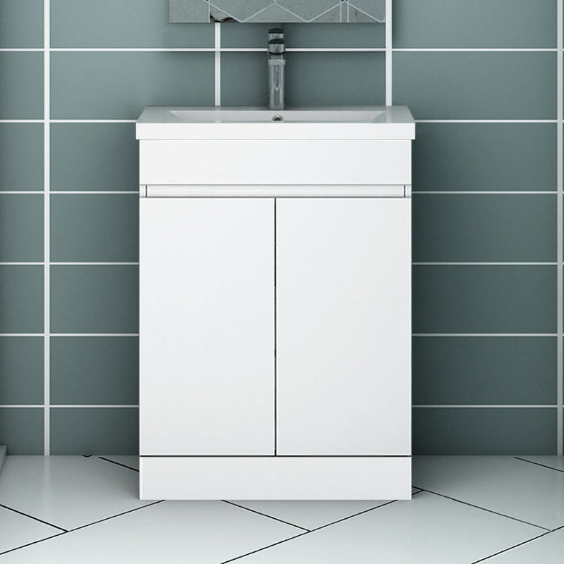 Novisha 500mm Single Bathroom Vanity with Drop In Ceramic Basin, White