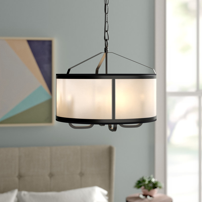 Lustre cylindrique en fer forgé à 4 lumières de style bougie Aurora