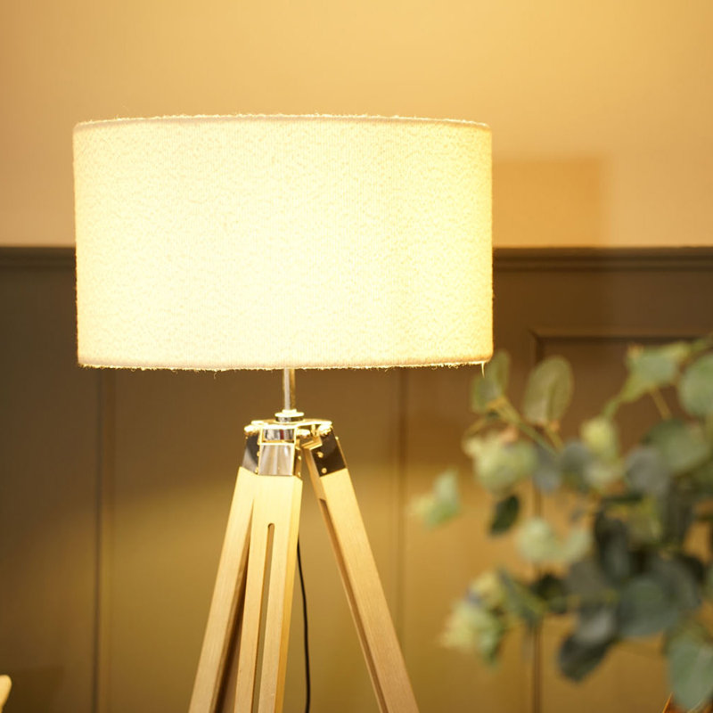 Shad 160 H cm Chrome Tripod Floor Lamp Set, Yes, Cream