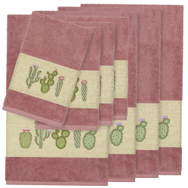 Ensemble de serviettes en coton turc 8 pièces Mila, Thé rose