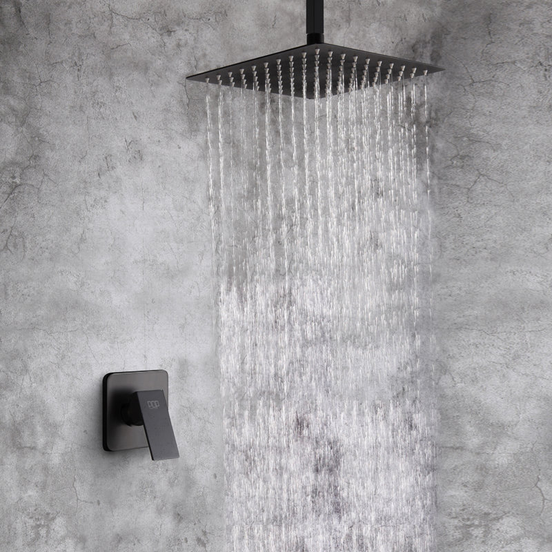 Robinet de douche avec valve brute, Noir mat
