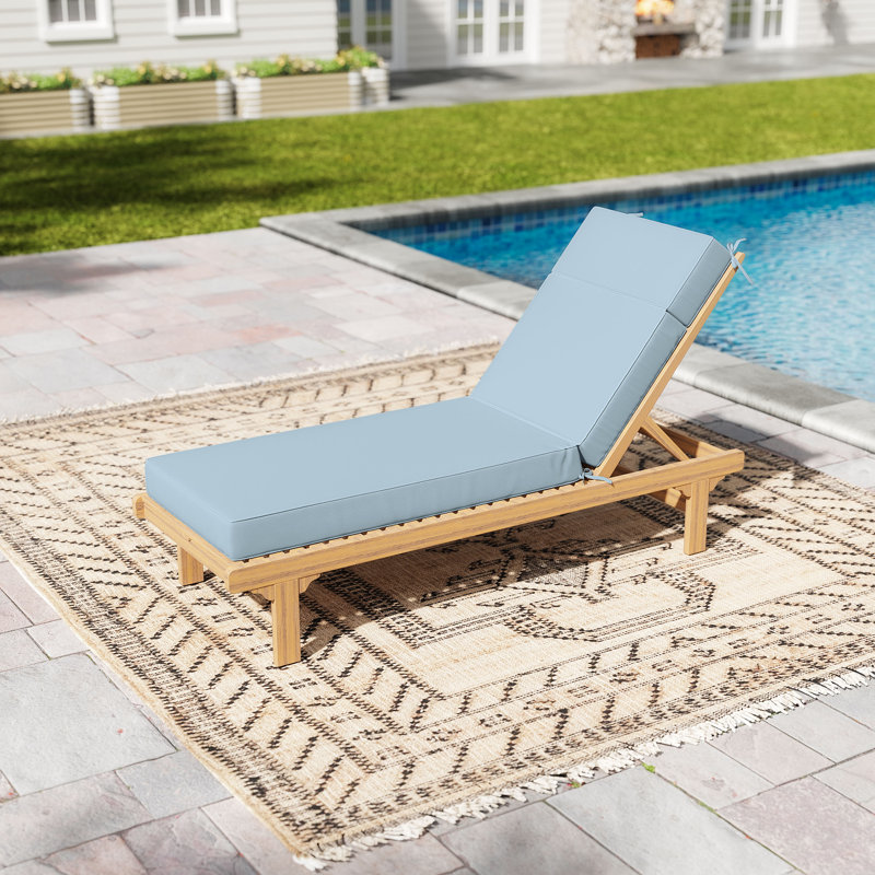 Wynee Outdoor 4'' Chaise Lounge Cushion (1 Pcs), Light Blue, 72" W x 21" D 