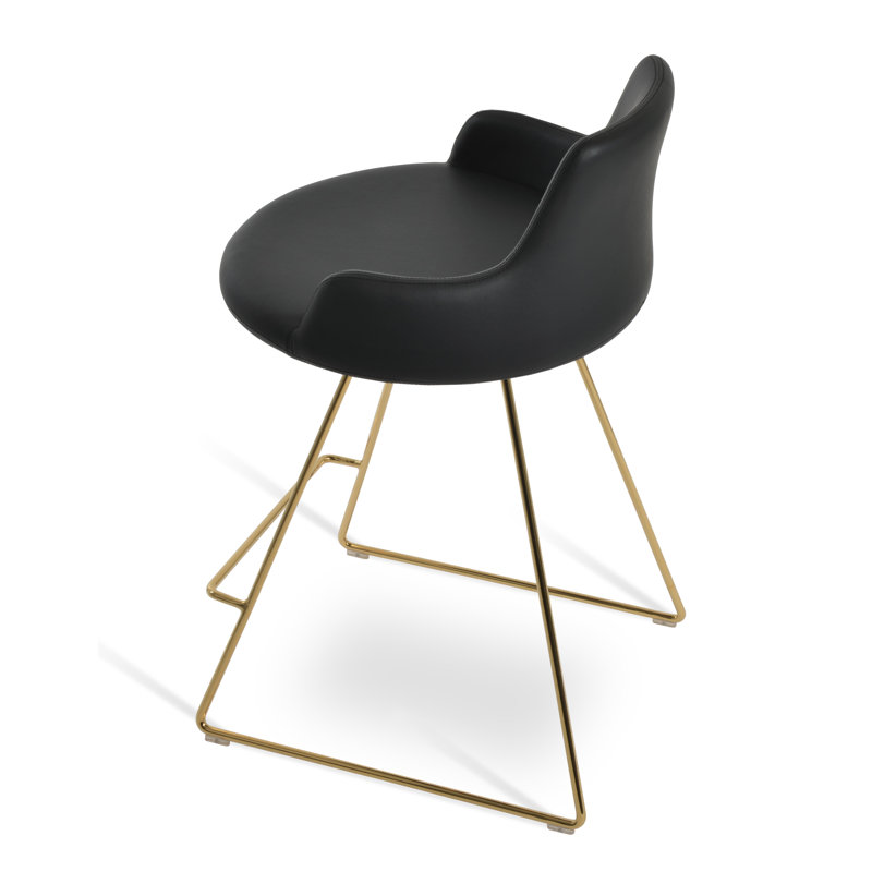 Tabouret de bar et de bar Dervish, Rouge, Or, Tabouret de comptoir (siège d'une hauteur de 24,5