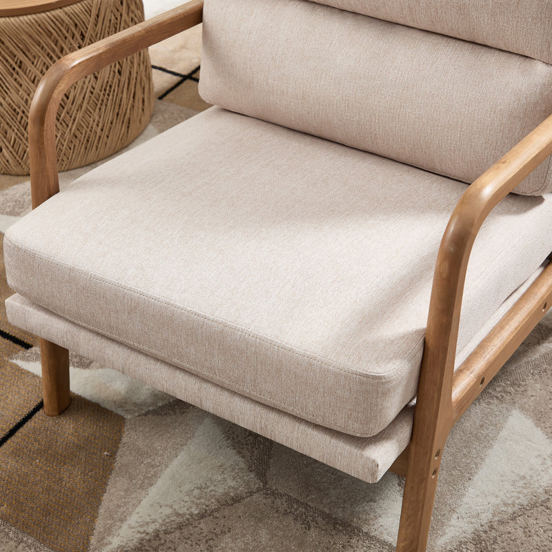 25.59'' Wide Upholstered Fabric Accent Armchair With Solid Wood Leg (Set of 4), Beige