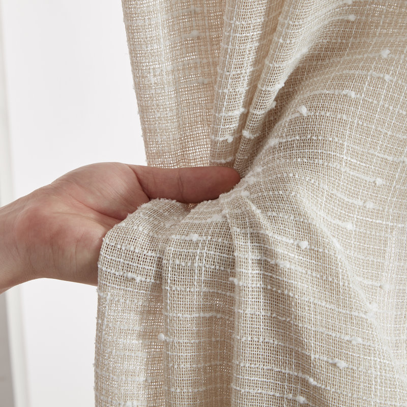 Pothos Faux Linen Semi Sheer Light Filtering Grommet Curtains Panels for Bedroom & Living Room, Pair, Beige, 37" W x 96" L