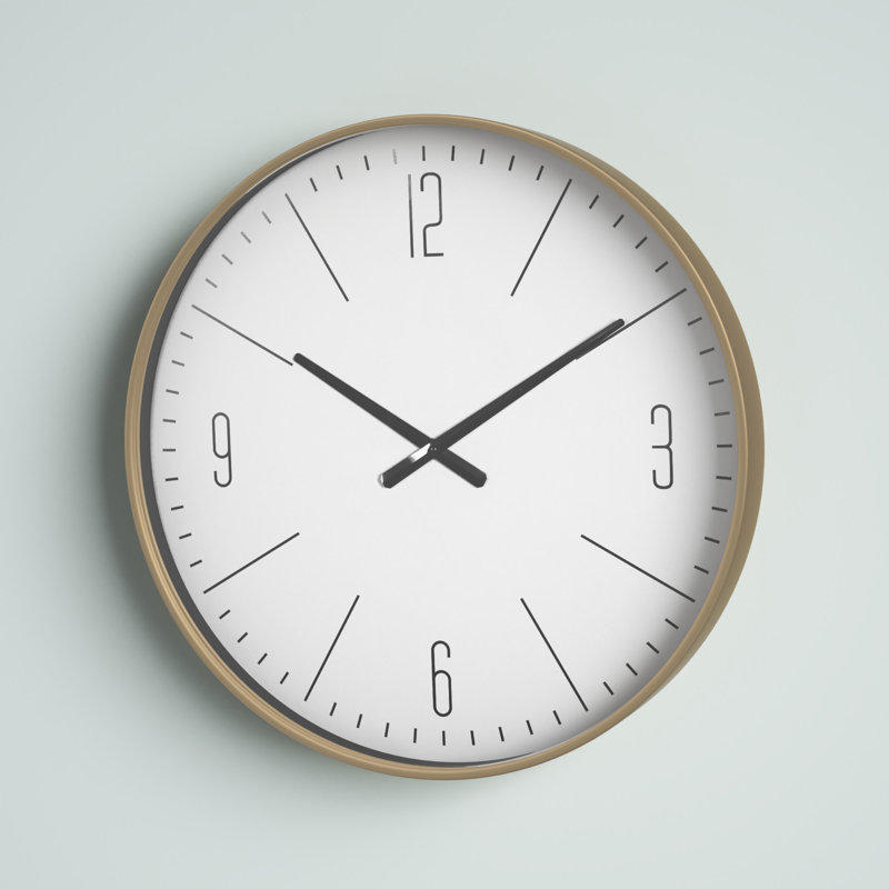 Amburgey 19.63" Glass Wall Clock, Gold