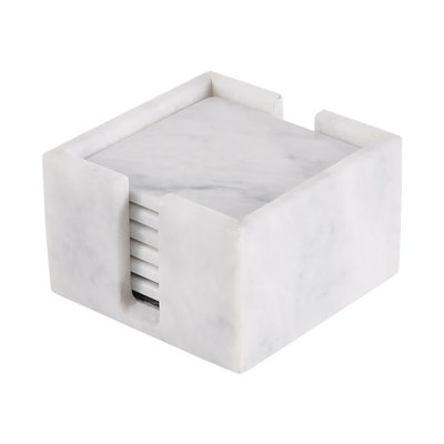 1 ensemble de sous-verres carrés en marbre avec support