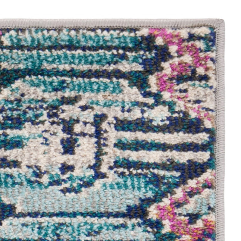 Felty Southwestern Orange/Pink/Blue Area Rug, Round 6'7"