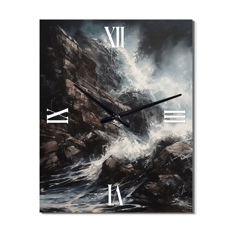 Horloge murale Crashing Rocky Coastline III - Paysages surdimensionnée, H 32 po x l 24 po x P 1 po