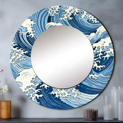Great Wave Inspiration V - Miroir rond nautique et de plage