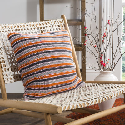  Stripe Knit Cotton Throw Pillow